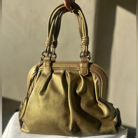 Bally Handbags - BALLY Lailan Metallic Gold Leather Satchel Made In Italy